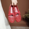 image:imageHee grand Mesh Ballet Flats for Women Floral Embroidered Round Toe Mary Jane Flats Dress Ballerina ShoesRed