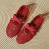 image:imageHee grand Mesh Ballet Flats for Women Floral Embroidered Round Toe Mary Jane Flats Dress Ballerina ShoesRed