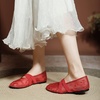 image:imageHee grand Mesh Ballet Flats for Women Floral Embroidered Round Toe Mary Jane Flats Dress Ballerina ShoesRed