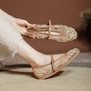image:imageHee grand Mesh Ballet Flats for Women Pearl Floral Embroidered Round Toe Mary Jane Flats Dress Ballerina ShoesApricot