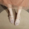 image:imageHee grand Mesh Ballet Flats for Women Pearl Floral Embroidered Round Toe Mary Jane Flats Dress Ballerina ShoesWhite