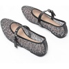 image:imageHee grand Mesh Flats for Women Round Toe Width Mary Jane Flats Crystal Rhinestone Studded Ballerina ShoesLeopard Black
