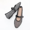 image:imageHee grand Mesh Flats for Women Round Toe Width Mary Jane Flats Crystal Rhinestone Studded Ballerina ShoesLeopard Black