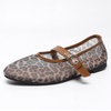 image:imageHee grand Mesh Flats for Women Round Toe Width Mary Jane Flats Crystal Rhinestone Studded Ballerina ShoesLeopard Brown a