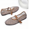 image:imageHee grand Mesh Flats for Women Round Toe Width Mary Jane Flats Crystal Rhinestone Studded Ballerina ShoesLeopard Brown a