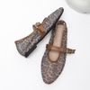 image:imageHee grand Mesh Flats for Women Round Toe Width Mary Jane Flats Crystal Rhinestone Studded Ballerina ShoesLeopard Brown a