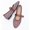image:imageHee grand Mesh Flats for Women Round Toe Width Mary Jane Flats Crystal Rhinestone Studded Ballerina ShoesLeopard Red