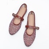 image:imageHee grand Mesh Flats for Women Round Toe Width Mary Jane Flats Crystal Rhinestone Studded Ballerina ShoesLeopard Red