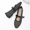 image:imageHee grand Mesh Flats for Women Round Toe Width Mary Jane Flats Crystal Rhinestone Studded Ballerina ShoesMesh Black
