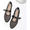 image:imageHee grand Mesh Flats for Women Round Toe Width Mary Jane Flats Crystal Rhinestone Studded Ballerina ShoesMesh Black