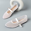 image:imageHee grand Mesh Flats for Women Round Toe Width Mary Jane Flats Crystal Rhinestone Studded Ballerina ShoesMesh White