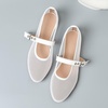 image:imageHee grand Mesh Flats for Women Round Toe Width Mary Jane Flats Crystal Rhinestone Studded Ballerina ShoesMesh White