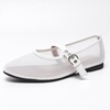 image:imageHee grand Mesh Flats for Women Round Toe Width Mary Jane Flats Crystal Rhinestone Studded Ballerina ShoesMesh White