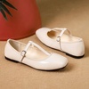 image:imageHee grand Patent Leather Flats for Women Adjustable TStrap Buckle Square Toe Mary Jane Shoes Comfortable Flats490apricot