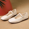 image:imageHee grand Patent Leather Flats for Women Adjustable TStrap Buckle Square Toe Mary Jane Shoes Comfortable Flats490apricot