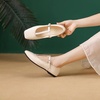 image:imageHee grand Patent Leather Flats for Women Adjustable TStrap Buckle Square Toe Mary Jane Shoes Comfortable Flats490apricot