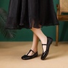 image:imageHee grand Patent Leather Flats for Women Adjustable TStrap Buckle Square Toe Mary Jane Shoes Comfortable Flats490black