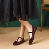 image:imageHee grand Patent Leather Flats for Women Adjustable TStrap Buckle Square Toe Mary Jane Shoes Comfortable Flats490wine