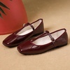 image:imageHee grand Patent Leather Flats for Women Adjustable TStrap Buckle Square Toe Mary Jane Shoes Comfortable Flats490wine
