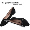 image:imageHee grand Pointed Toe Ballet Flats for Women Suede Rhinestones Chains Black Dress Shoes Comfort SlipOn LoafersBlack