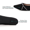 image:imageHee grand Pointed Toe Ballet Flats for Women Suede Rhinestones Chains Black Dress Shoes Comfort SlipOn LoafersBlack