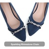image:imageHee grand Pointed Toe Ballet Flats for Women Suede Rhinestones Chains Black Dress Shoes Comfort SlipOn LoafersBlue