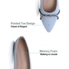 image:imageHee grand Pointed Toe Ballet Flats for Women Suede Rhinestones Chains Black Dress Shoes Comfort SlipOn LoafersCute Blue