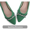 image:imageHee grand Pointed Toe Ballet Flats for Women Suede Rhinestones Chains Black Dress Shoes Comfort SlipOn LoafersGrass Green