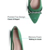 image:imageHee grand Pointed Toe Ballet Flats for Women Suede Rhinestones Chains Black Dress Shoes Comfort SlipOn LoafersGrass Green