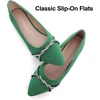 image:imageHee grand Pointed Toe Ballet Flats for Women Suede Rhinestones Chains Black Dress Shoes Comfort SlipOn LoafersGrass Green