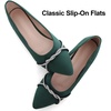 image:imageHee grand Pointed Toe Ballet Flats for Women Suede Rhinestones Chains Black Dress Shoes Comfort SlipOn LoafersGreen