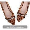 image:imageHee grand Pointed Toe Ballet Flats for Women Suede Rhinestones Chains Black Dress Shoes Comfort SlipOn LoafersLeopard Brown