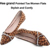 image:imageHee grand Pointed Toe Ballet Flats for Women Suede Rhinestones Chains Black Dress Shoes Comfort SlipOn LoafersLeopard Brown