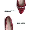 image:imageHee grand Pointed Toe Ballet Flats for Women Suede Rhinestones Chains Black Dress Shoes Comfort SlipOn LoafersLeopard Red