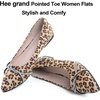 image:imageHee grand Pointed Toe Ballet Flats for Women Suede Rhinestones Chains Black Dress Shoes Comfort SlipOn LoafersLeopard Yellow