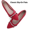 image:imageHee grand Pointed Toe Ballet Flats for Women Suede Rhinestones Chains Black Dress Shoes Comfort SlipOn LoafersRed