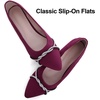 image:imageHee grand Pointed Toe Ballet Flats for Women Suede Rhinestones Chains Black Dress Shoes Comfort SlipOn LoafersWine Red
