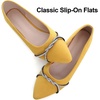image:imageHee grand Pointed Toe Ballet Flats for Women Suede Rhinestones Chains Black Dress Shoes Comfort SlipOn LoafersYellow