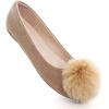 image:imageHee grand Pom Pom Ballet Flats for Women Suede Pointed Toe SlipOn Casual Comfortable Flat Shoes448khaki