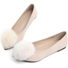image:imageHee grand Pom Pom Ballet Flats for Women Suede Pointed Toe SlipOn Casual Comfortable Flat ShoesApricot