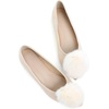 image:imageHee grand Pom Pom Ballet Flats for Women Suede Pointed Toe SlipOn Casual Comfortable Flat ShoesApricot
