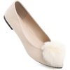 image:imageHee grand Pom Pom Ballet Flats for Women Suede Pointed Toe SlipOn Casual Comfortable Flat ShoesApricot
