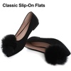 image:imageHee grand Pom Pom Ballet Flats for Women Suede Pointed Toe SlipOn Casual Comfortable Flat ShoesBlack
