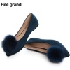 image:imageHee grand Pom Pom Ballet Flats for Women Suede Pointed Toe SlipOn Casual Comfortable Flat ShoesDark Blue