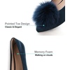 image:imageHee grand Pom Pom Ballet Flats for Women Suede Pointed Toe SlipOn Casual Comfortable Flat ShoesDark Blue