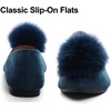 image:imageHee grand Pom Pom Ballet Flats for Women Suede Pointed Toe SlipOn Casual Comfortable Flat ShoesDark Blue