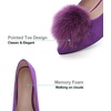 image:imageHee grand Pom Pom Ballet Flats for Women Suede Pointed Toe SlipOn Casual Comfortable Flat ShoesDark Purple