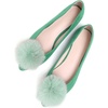 image:imageHee grand Pom Pom Ballet Flats for Women Suede Pointed Toe SlipOn Casual Comfortable Flat ShoesGrass Green