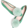 image:imageHee grand Pom Pom Ballet Flats for Women Suede Pointed Toe SlipOn Casual Comfortable Flat ShoesGrass Green