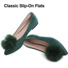 image:imageHee grand Pom Pom Ballet Flats for Women Suede Pointed Toe SlipOn Casual Comfortable Flat ShoesGreen